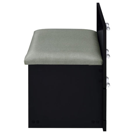 Danbury Black High Gloss 3-drawer Makeup Vanity & Stool Set by Coaster at Eve Furniture