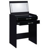 Danbury Black High Gloss 3-drawer Makeup Vanity & Stool Set