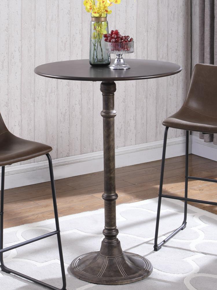 Danbury Dark Russet/Antique Bronze Round Bar Table