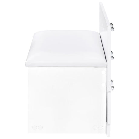Danbury White High Gloss 3-drawer Makeup Vanity & Stool Set by Coaster at Eve Furniture