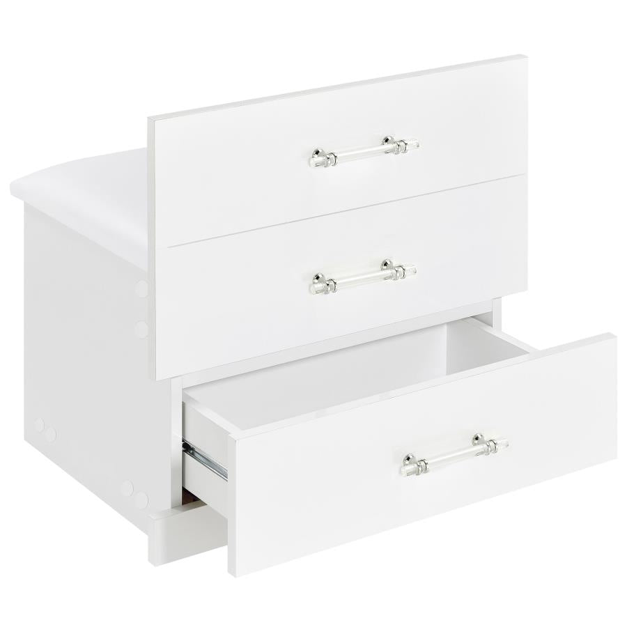 Danbury White High Gloss 3-drawer Makeup Vanity & Stool Set