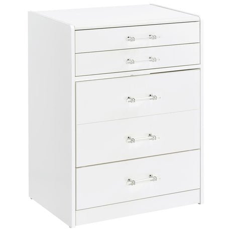Danbury White High Gloss 3-drawer Makeup Vanity & Stool Set by Coaster at Eve Furniture