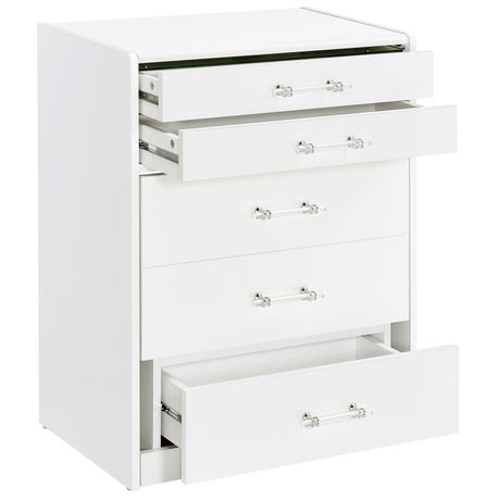 Danbury White High Gloss 3-drawer Makeup Vanity & Stool Set by Coaster at Eve Furniture