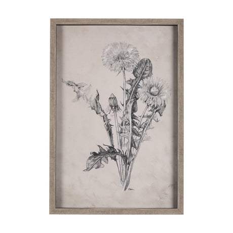 Dandelion Drawing II by Mercana Studio Hand Embellished Textured Framed Art Print Matted under Glass by Mercana at Eve Furniture