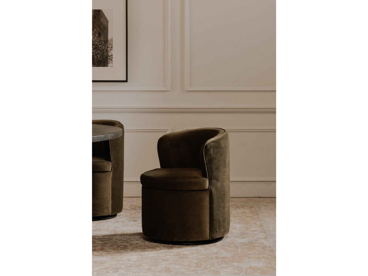 Dane Faux Green Mohair Swivel Dining Chair