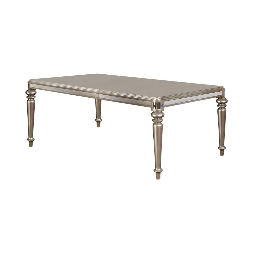 Danette Metallic Platinum Rectangular Dining Table with Leaf