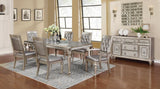 Danette Metallic Platinum Rectangular Dining Table with Leaf