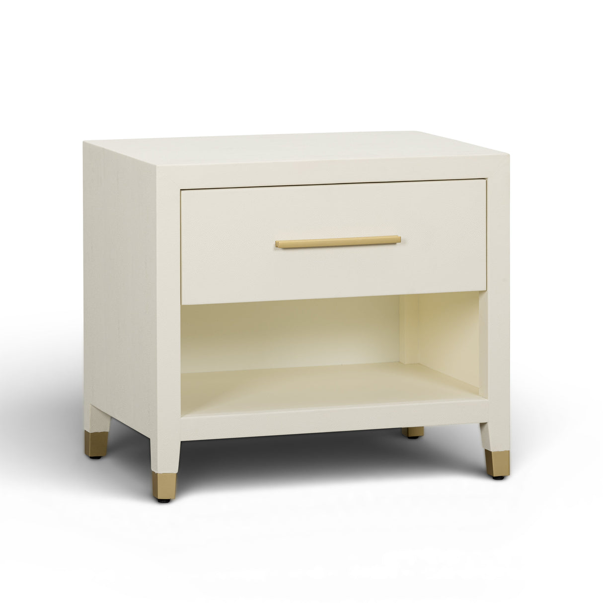 Dani 25" Cream Faux Shagreen Nightstand with Drawer by TOV Furniture at Eve Furniture
