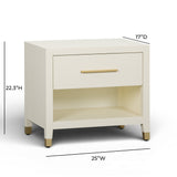 Dani 25" Cream Faux Shagreen Nightstand with Drawer by TOV Furniture at Eve Furniture