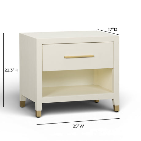 Dani 25" Cream Faux Shagreen Nightstand with Drawer by TOV Furniture at Eve Furniture