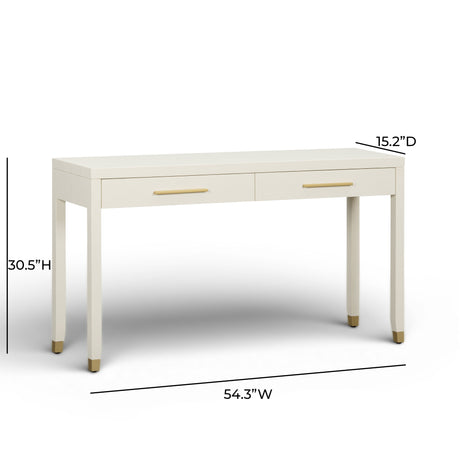 Dani 54" Cream Faux Shagreen 2-Drawer Console Table by TOV Furniture at Eve Furniture