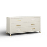 Dani 62" Cream Faux Shagreen 6-Drawer Dresser by TOV Furniture at Eve Furniture