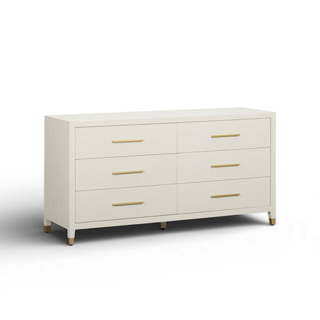 Dani 62" Cream Faux Shagreen 6-Drawer Dresser by TOV Furniture at Eve Furniture