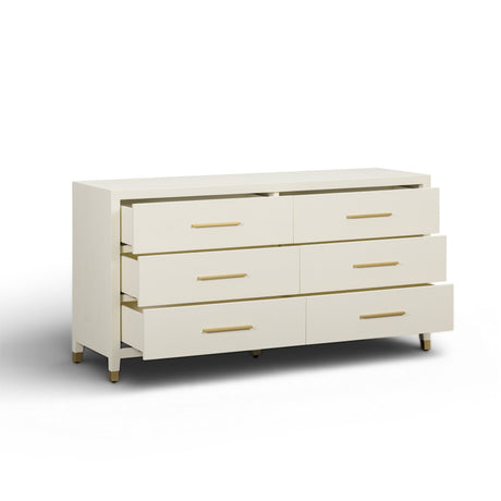 Dani 62" Cream Faux Shagreen 6-Drawer Dresser by TOV Furniture at Eve Furniture