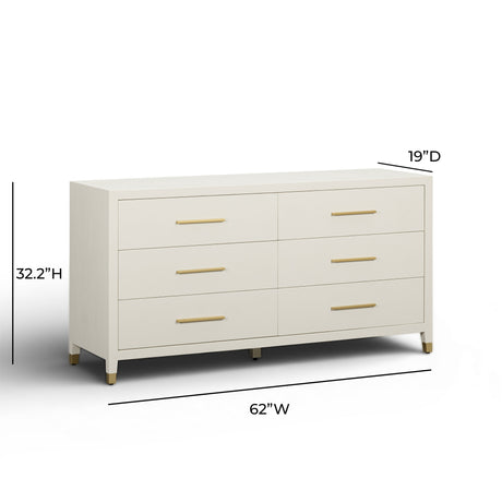 Dani 62" Cream Faux Shagreen 6-Drawer Dresser by TOV Furniture at Eve Furniture