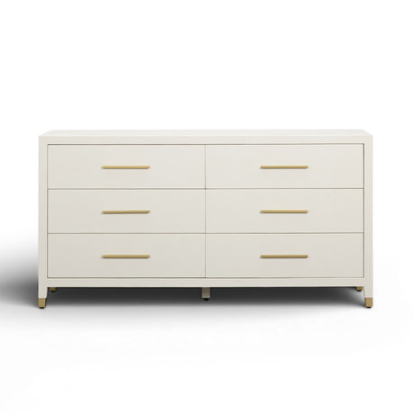 Dani 62" Cream Faux Shagreen 6-Drawer Dresser by TOV Furniture at Eve Furniture