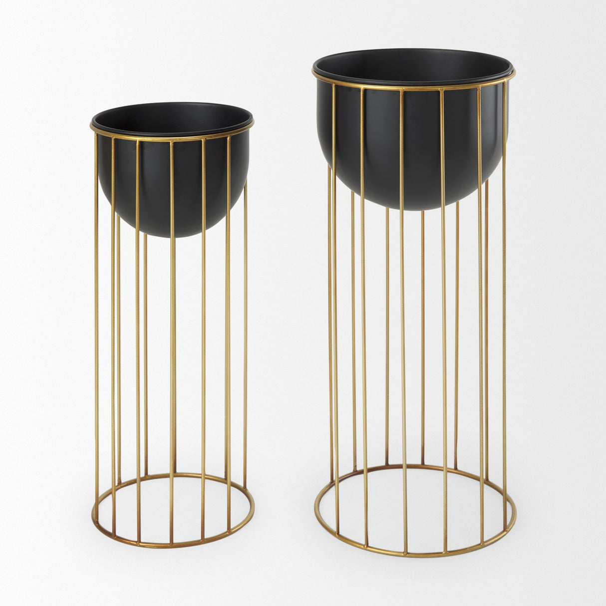 Danica Set of 2 Matte Black Metal Plant Stands by Mercana at Eve Furniture