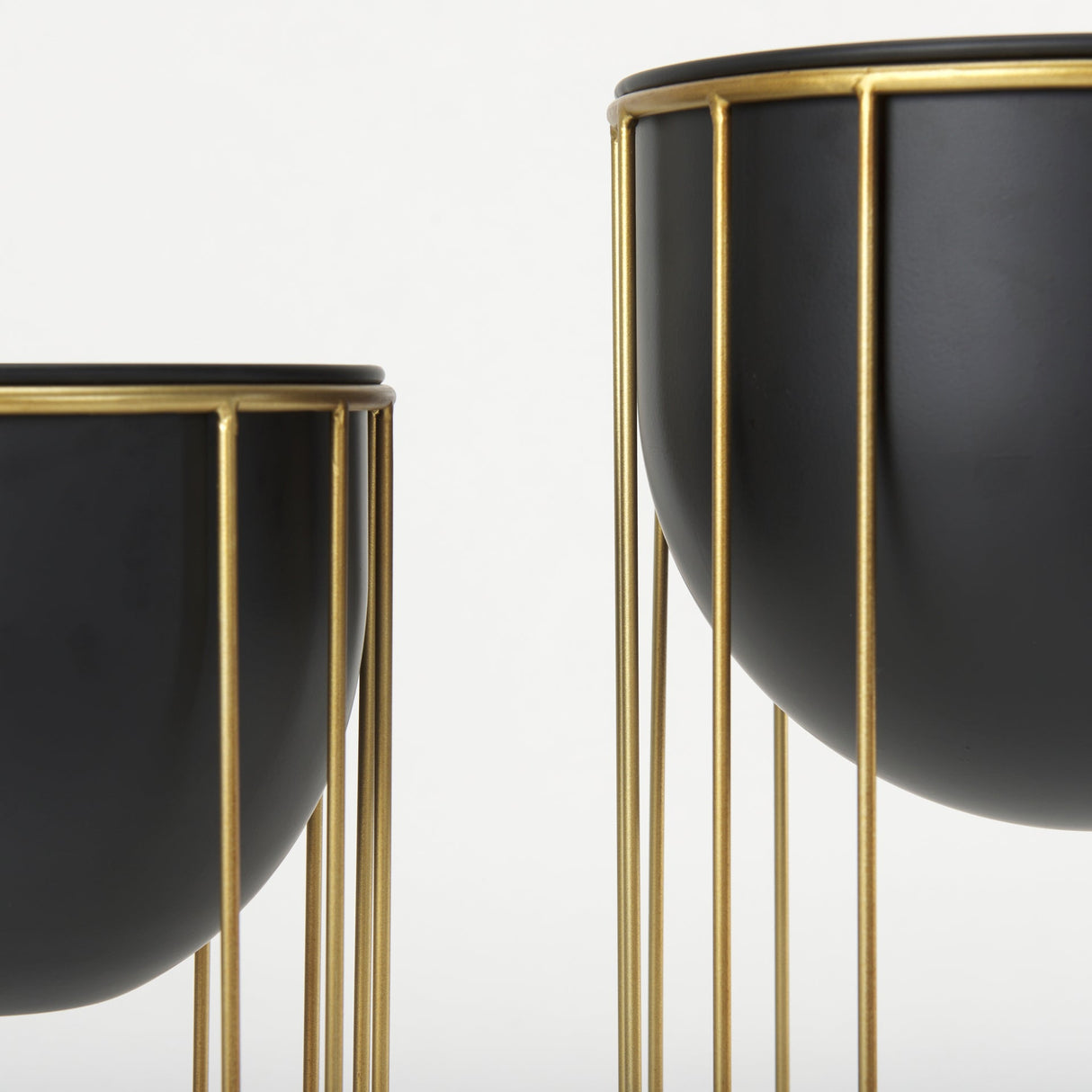 Danica Set of 2 Matte Black Metal Plant Stands by Mercana at Eve Furniture