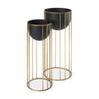Danica Set of 2 Matte Black Metal Plant Stands by Mercana at Eve Furniture