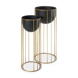 Danica Set of 2 Matte Black Metal Plant Stands by Mercana at Eve Furniture