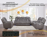 Daniel 3-Piece Triple Power Leather Manual Reclining Set by Steve Silver at Eve Furniture