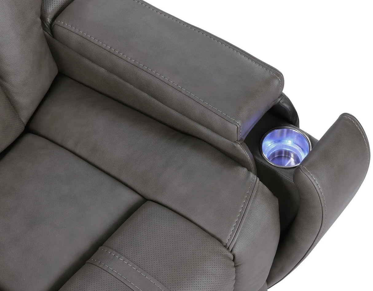 Daniel Triple Power Home Theater Leather Recliner with Built-in Speakers by Steve Silver at Eve Furniture