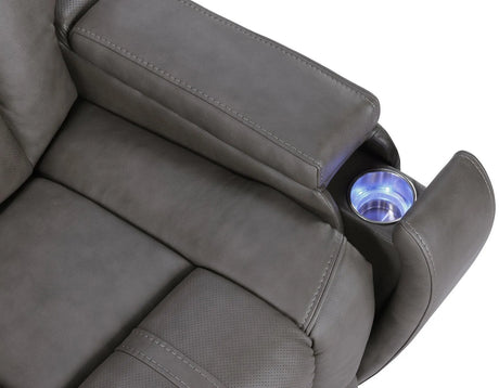 Daniel Triple Power Home Theater Leather Recliner with Built-in Speakers by Steve Silver at Eve Furniture