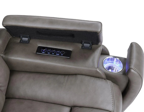 Daniel Triple Power Home Theater Leather Recliner with Built-in Speakers by Steve Silver at Eve Furniture
