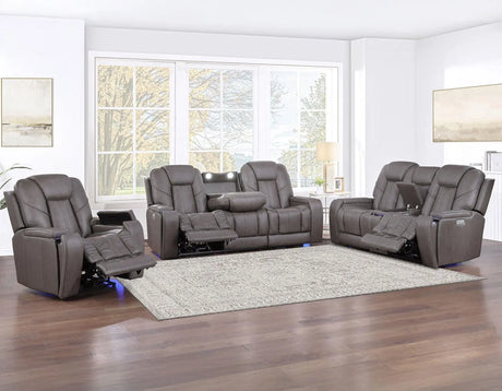 Daniel Triple Power Home Theater Leather Recliner with Built-in Speakers by Steve Silver at Eve Furniture