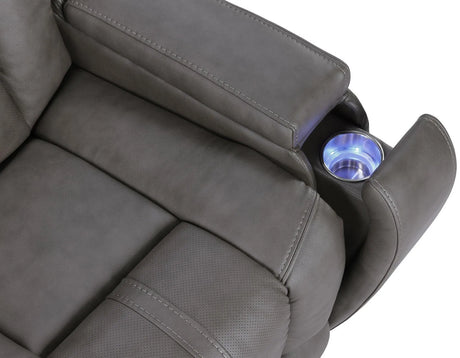 Daniel Triple Power Home Theater Leather Reclining Console Loveseat, Built-in Speakers, Heat and Massage by Steve Silver at Eve Furniture