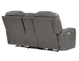 Daniel Triple Power Home Theater Leather Reclining Console Loveseat, Built-in Speakers, Heat and Massage by Steve Silver at Eve Furniture