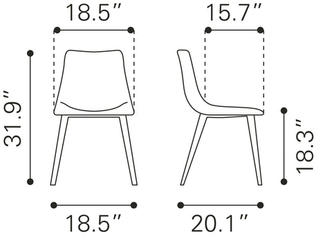 Daniel Vintage Black Dining Chair (Set of 2) by Zuomod at Eve Furniture