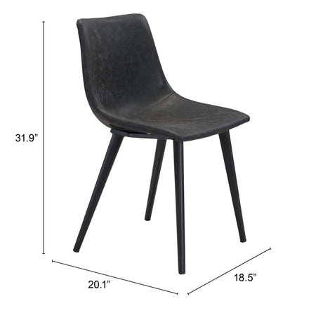 Daniel Vintage Black Dining Chair (Set of 2) by Zuomod at Eve Furniture