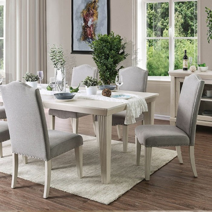 Daniella Antique White/Gray 7-Piece Dining Room Set by Furniture of America at Eve Furniture