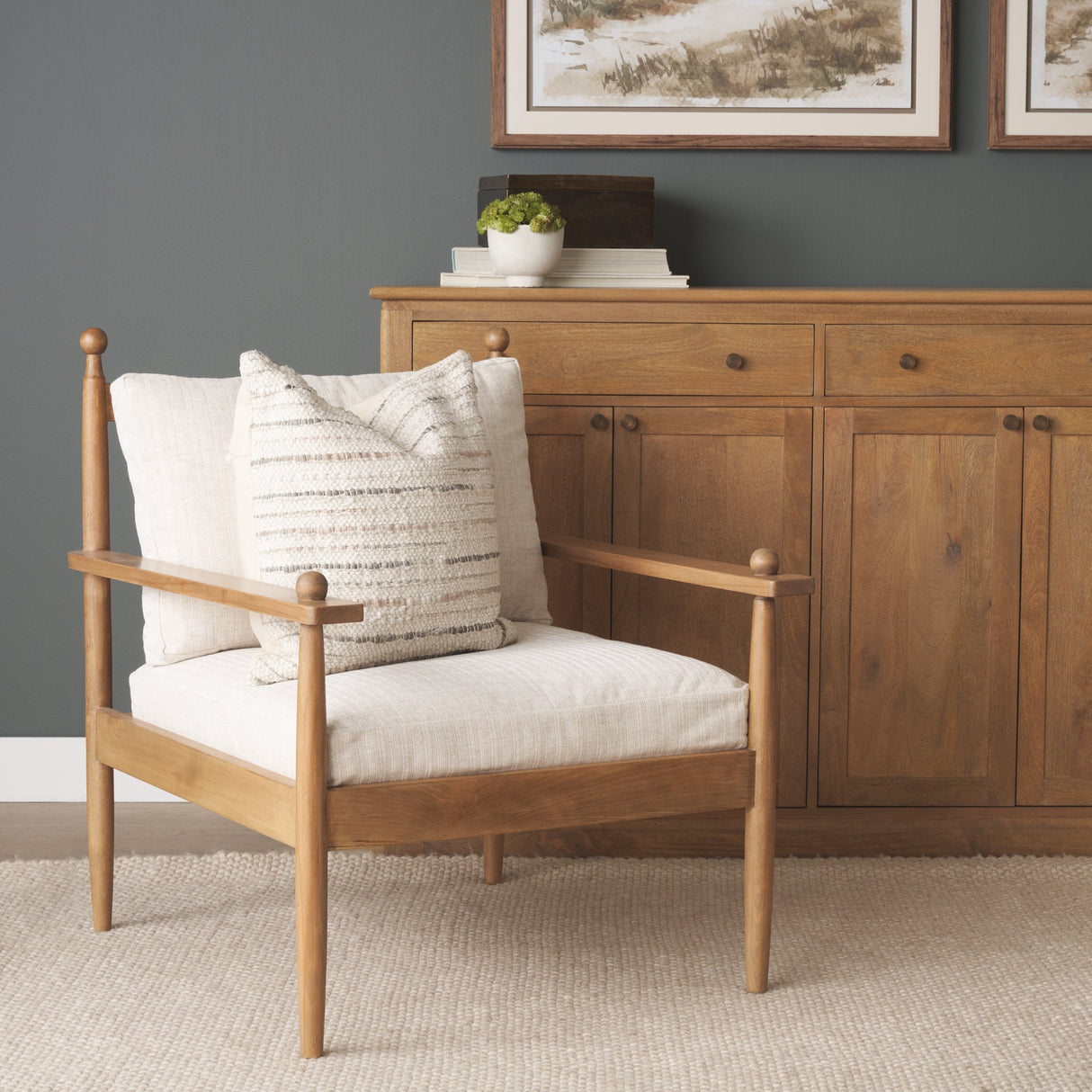 Danni Beige Fabric Beech Wood Framed Accent Lounge Chair by Mercana at Eve Furniture