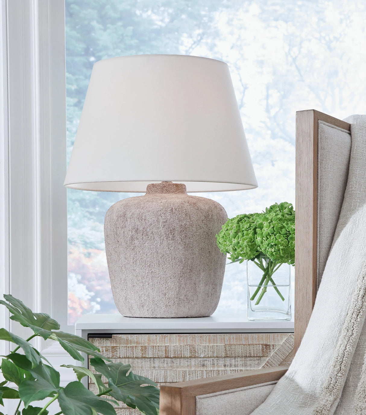 Danry Distressed Cream Table Lamp by Ashley at Eve Furniture
