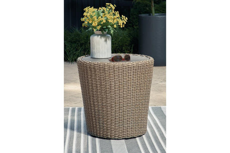 Danson Beige Outdoor End Table by Ashley at Eve Furniture