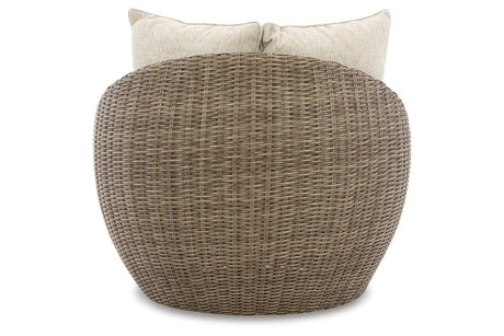 Danson Beige Outdoor Swivel Lounge Chair (Set of 2) by Ashley at Eve Furniture