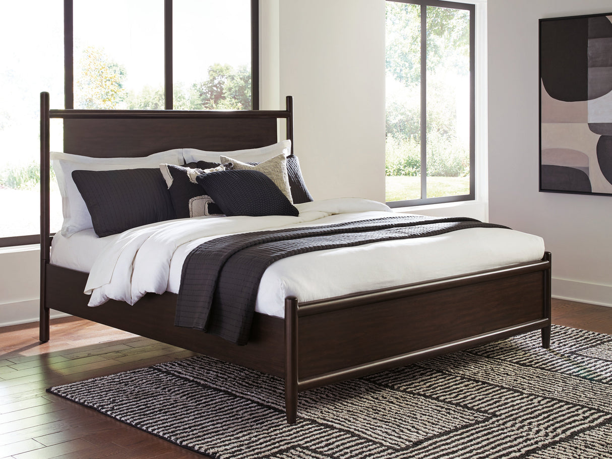 Dantenton Merlot California King Panel Bed by Ashley at Eve Furniture