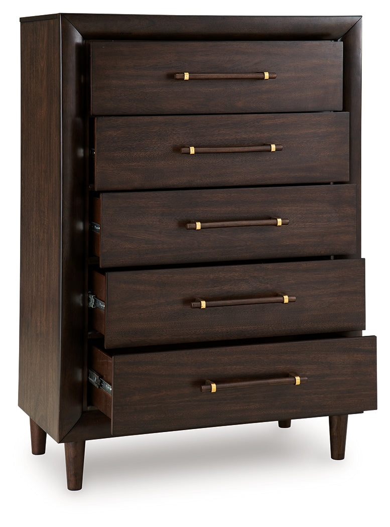 Dantenton Merlot Chest of Drawers by Ashley at Eve Furniture