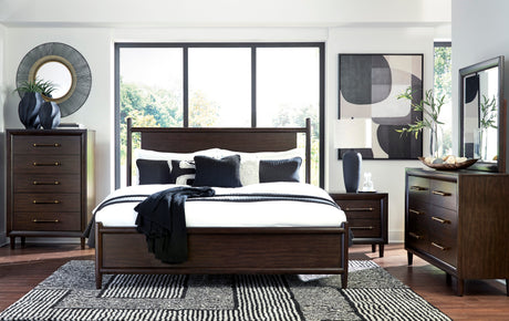 Dantenton Merlot Panel Bedroom Set by Ashley at Eve Furniture