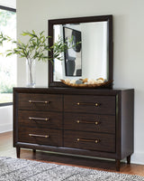 Dantenton Merlot Queen Panel Bed, Dresser and Mirror by Ashley at Eve Furniture