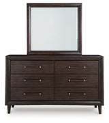 Dantenton Merlot Queen Panel Bed, Dresser and Mirror by Ashley at Eve Furniture