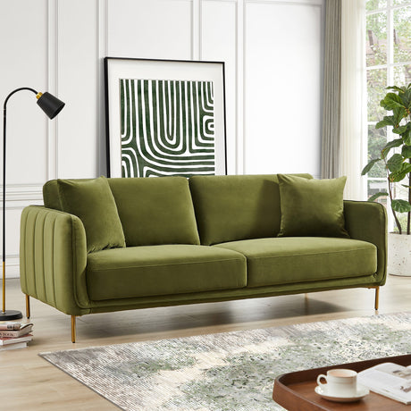 Daman Olive Green Velvet Sofa