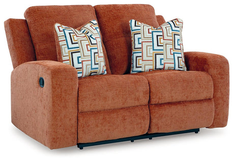 Danum Spice Manual Reclining Loveseat by Ashley at Eve Furniture