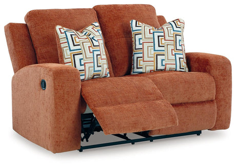 Danum Spice Manual Reclining Loveseat by Ashley at Eve Furniture