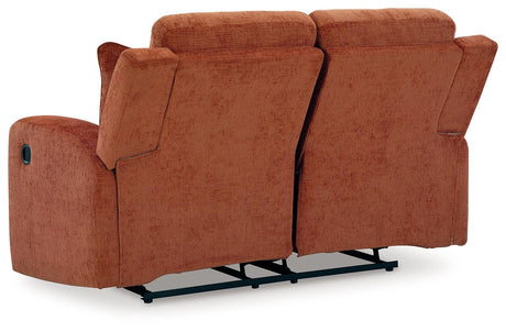 Danum Spice Manual Reclining Loveseat by Ashley at Eve Furniture