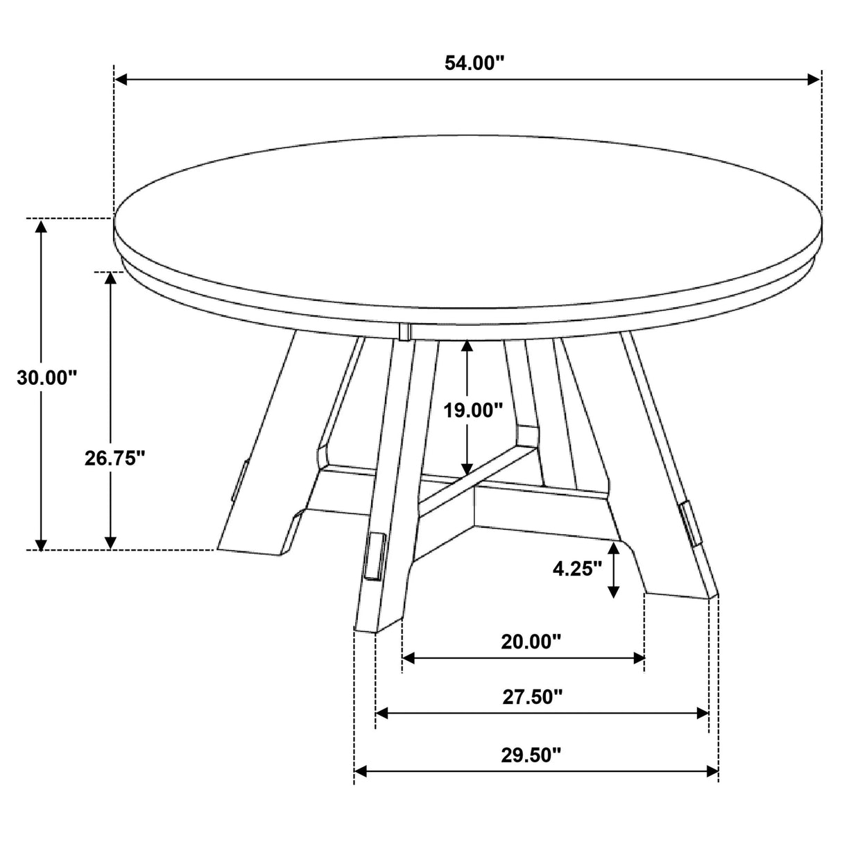 Danvers Brown Oak Round 54-inch Wood Dining Table by Coaster at Eve Furniture