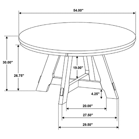 Danvers Brown Oak Round 54-inch Wood Dining Table by Coaster at Eve Furniture