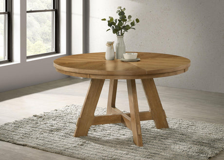 Danvers Brown Oak Round 54-inch Wood Dining Table by Coaster at Eve Furniture